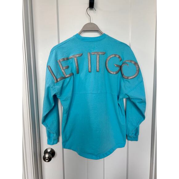 Disney Frozen Broadway Musical Let It Go Spirit Jersey Silver Glitter Blue SZ XS - Picture 8 of 12